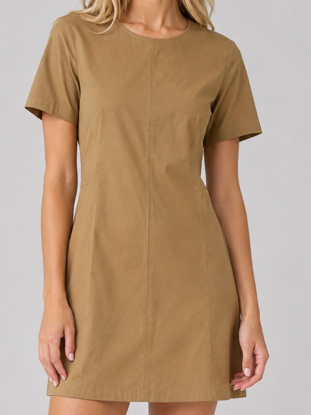 Theory Camel Brown Short Sleeve Shift Dress